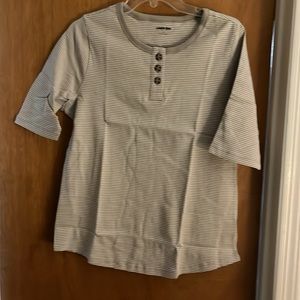 Lands End women’s birch gray striped top L